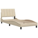vidaXL Cadru de pat fără saltea cremă 90x200 cm țesătură