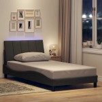 vidaXL Cadru de pat fără saltea, gri închis, 100x200 cm, textil
