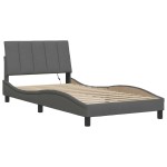vidaXL Cadru de pat fără saltea, gri închis, 100x200 cm, textil