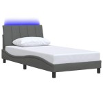 vidaXL Cadru de pat fără saltea, gri închis, 100x200 cm, textil