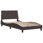 vidaXL Cadru de pat fără saltea, maro închis, 100x200 cm, textil vidaXL Cadru de pat fără saltea, maro închis, 100x200 cm, textil