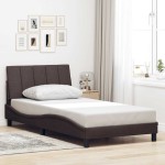 vidaXL Cadru de pat fără saltea, maro închis, 100x200 cm, textil vidaXL Cadru de pat fără saltea, maro închis, 100x200 cm, textil