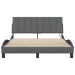 vidaXL Cadru de pat fără saltea, gri închis, 140x190 cm, textil