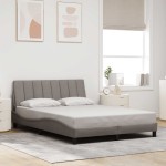 vidaXL Cadru de pat fără saltea, gri taupe, 140x190 cm, textil vidaXL Cadru de pat fără saltea, gri taupe, 140x190 cm, textil