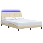 vidaXL Cadru de pat fără saltea, crem, 140x190 cm, textil