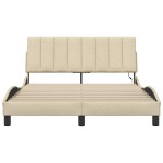 vidaXL Cadru de pat fără saltea, crem, 140x190 cm, textil