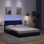 vidaXL Cadru de pat fără saltea, albastru, 140x190 cm, textil