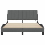 vidaXL Cadru de pat fără saltea, gri închis, 140x200 cm, textil