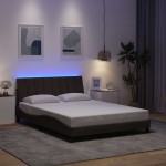 vidaXL Cadru de pat fără saltea, maro închis, 140x200 cm, textil vidaXL Cadru de pat fără saltea, maro închis, 140x200 cm, textil