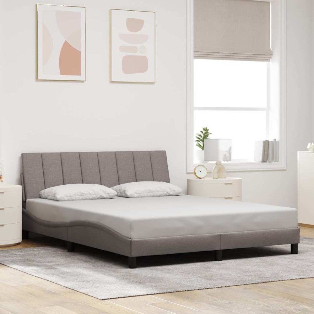 vidaXL Cadru de pat fără saltea, gri taupe, 160x200 cm, textil