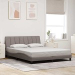 vidaXL Cadru de pat fără saltea, gri taupe, 160x200 cm, textil vidaXL Cadru de pat fără saltea, gri taupe, 160x200 cm, textil