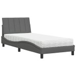 vidaXL Pat cu saltea, gri închis, 80x200 cm, textil