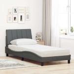 vidaXL Pat cu saltea, gri închis, 80x200 cm, textil