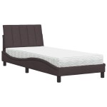 vidaXL Pat cu saltea, maro închis, 80x200 cm, material textil vidaXL Pat cu saltea, maro închis, 80x200 cm, material textil