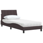 vidaXL Pat cu saltea, maro închis, 80x200 cm, material textil vidaXL Pat cu saltea, maro închis, 80x200 cm, material textil