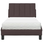vidaXL Pat cu saltea, maro închis, 80x200 cm, material textil vidaXL Pat cu saltea, maro închis, 80x200 cm, material textil