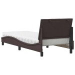 vidaXL Pat cu saltea, maro închis, 80x200 cm, material textil vidaXL Pat cu saltea, maro închis, 80x200 cm, material textil