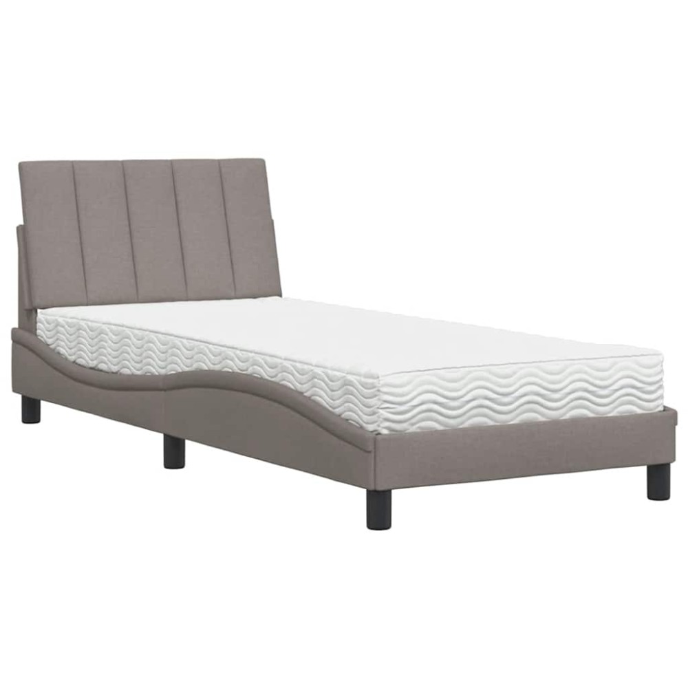 vidaXL Pat cu saltea, gri taupe, 80x200 cm, textil