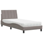 vidaXL Pat cu saltea, gri taupe, 80x200 cm, textil vidaXL Pat cu saltea, gri taupe, 80x200 cm, textil