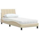 vidaXL Pat cu saltea, crem, 80x200 cm, textil vidaXL Pat cu saltea, crem, 80x200 cm, textil