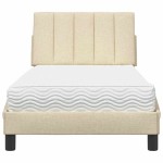 vidaXL Pat cu saltea, crem, 80x200 cm, textil vidaXL Pat cu saltea, crem, 80x200 cm, textil