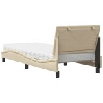 vidaXL Pat cu saltea, crem, 80x200 cm, textil vidaXL Pat cu saltea, crem, 80x200 cm, textil