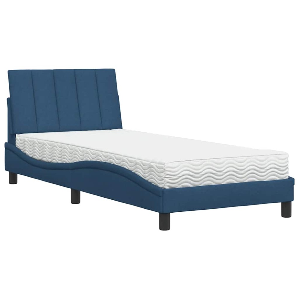 vidaXL Pat cu saltea, albastru, 80x200 cm, textil