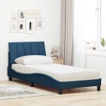 vidaXL Pat cu saltea, albastru, 80x200 cm, textil