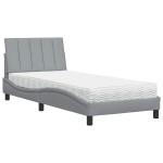 vidaXL Pat cu saltea, gri deschis, 90x190 cm, textil
