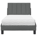vidaXL Pat cu saltea, gri închis, 90x190 cm, textil