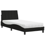 vidaXL Pat cu saltea, negru, 90x190 cm, textil