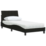 vidaXL Pat cu saltea, negru, 90x190 cm, textil