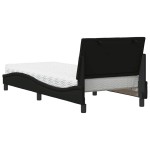 vidaXL Pat cu saltea, negru, 90x190 cm, textil