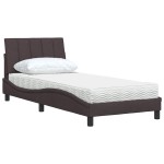 vidaXL Pat cu saltea, maro închis, 90x190 cm, textil vidaXL Pat cu saltea, maro închis, 90x190 cm, textil