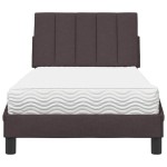 vidaXL Pat cu saltea, maro închis, 90x190 cm, textil vidaXL Pat cu saltea, maro închis, 90x190 cm, textil