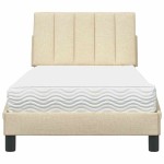 vidaXL Pat cu saltea, crem, 90x190 cm, textil vidaXL Pat cu saltea, crem, 90x190 cm, textil