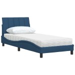vidaXL Pat cu saltea, albastru, 90x190 cm, textil