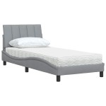 vidaXL Pat cu saltea, gri deschis, 90x200 cm, textil