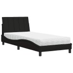vidaXL Pat cu saltea, negru, 90x200 cm, textil