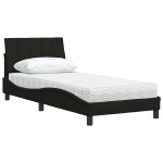 vidaXL Pat cu saltea, negru, 90x200 cm, textil