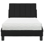 vidaXL Pat cu saltea, negru, 90x200 cm, textil