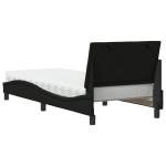 vidaXL Pat cu saltea, negru, 90x200 cm, textil
