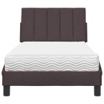 vidaXL Pat cu saltea, maro închis, 90x200 cm, textil vidaXL Pat cu saltea, maro închis, 90x200 cm, textil