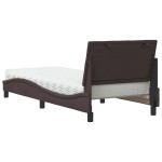 vidaXL Pat cu saltea, maro închis, 90x200 cm, textil vidaXL Pat cu saltea, maro închis, 90x200 cm, textil