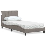 vidaXL Pat cu saltea, gri taupe, 90x200 cm, textil vidaXL Pat cu saltea, gri taupe, 90x200 cm, textil
