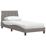 vidaXL Pat cu saltea, gri taupe, 90x200 cm, textil vidaXL Pat cu saltea, gri taupe, 90x200 cm, textil