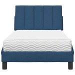 vidaXL Pat cu saltea, albastru, 90x200 cm, textil