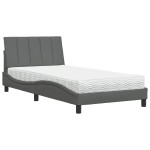 vidaXL Pat cu saltea, gri închis, 100x200 cm, textil