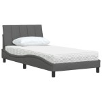 vidaXL Pat cu saltea, gri închis, 100x200 cm, textil