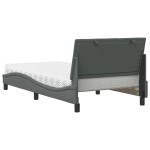 vidaXL Pat cu saltea, gri închis, 100x200 cm, textil